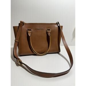 Michael Kors Savannah Saffiano Leather Satchel Luggage Brown Purse Handbag Bag